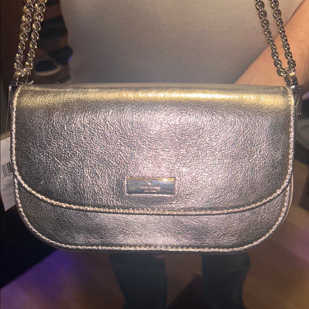 Brand New With Tagskate Spade Metallic Silver Shoulder Bag